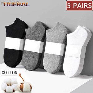 Chaussettes athlétiques 5 paires/ensemble hommes coton court mince noir blanc affaires botte chaussette doux respirant couleur unie été mâle L220905