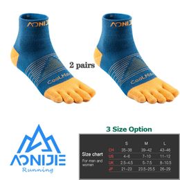 Chaussettes Athlétiques AONIJIE 2 Paires Toe Barefoo Mini Crew Cinq Doigts Ultra Cyclisme Course Football Basketball Sports Yoga Hommes Femmes Marathon 220830