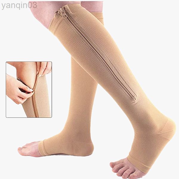 Chaussettes De Sport Brûler Les Graisses Fermeture Éclair Bas De Compression Circulation Sanguine Diplômé Minceur Sports Médias De Mujer L220905