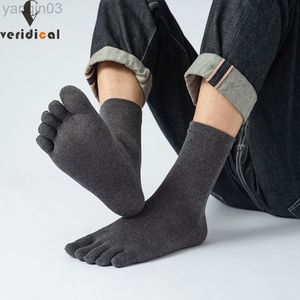 Chaussettes athlétiques Veridical 5 paires / fête coton cinq doigts pour hommes solide respirant marque Harajuku avec orteils affaires court L220905