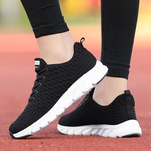 Zapatillas atléticas para correr para mujer, malla ligera con mosca, transpirable, negro, blanco, rosa, deportivas, zapatillas informales de moda para mujer, zapatillas deportivas