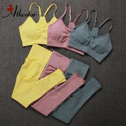 Athvotar vrouwen fitness yoga sets est naadloze sportpakken hoge taille gym fitness broek sportkleding workout bra+leggings 220507