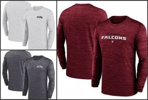 Atlanta''Falcons''Camiseta de manga larga gris jaspeado Sideline Team Velocity Performance para hombre