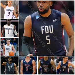 Custom FDU Fairleigh Dickinson Baloncesto Jersey NCAA College Demetre Roberts Grant Singleton Ansley Almonor Joe Munden Jr. Heru Bligen Sean Moore Lamaute Emanuel