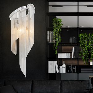 Cadena de luz Lámpara de pared moderna Borla Soporte de aluminio Apliques plateados Iluminación Pasillo Pasillo Porche Luces