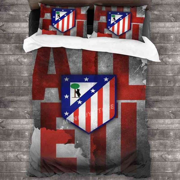 Atletico de Madrid Juego de cama Funda nórdica Fundas de almohada Juegos de edredón Ropa de cama