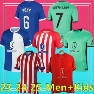 Atletico Madrids Soccer Jerseys 23 24 25 Football Jersey Griezmann 120e anniversaire M.llorente Koke Saul Correa Lemar Football Shirt Kid Kit Kit sets uniformes