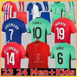 Atletico Madrids Soccer Jerseys Griezmann 23 24 120th Anniversary 2023 2024 M.llorente Koke Saul Correa LeMargriezmannshirt Men Kid Kit Kit Set Uniforms