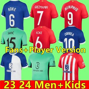 Maillots de football Atletico Madrids GRIEZMANN 120e anniversaire M.LLORENTE KOKE SAUL Correa LEMAR maillot de football hommes kit enfants ensembles uniformes