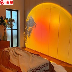Atmosphere Led Night Light Rainbow Sunset Projector Lamp for Home Coffe shop Background Wall Decoration USB Operate Table Lamp