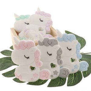 ATOB10pcs Licorne bébé dentition silicone rongeur cadeaux de Noël pour pendentif sucette minuscule tige bricolage produit mâcher jouets de dentition 211106