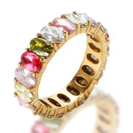 Atobao18k Or Blanc / Or Rose Plaqué Or Eternity Oval Cut Cubic Zirconia Eternity Ring Band