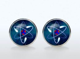 Atom Cufflinks Mode Geplaatste shirt Knop Cabochon Cuffl Men Bruidegom Huwelijksmouw Geekery Science Quantum Physics Gift