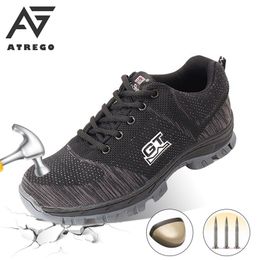 AtreGo Hommes et femmes Steel Toe Air Bottes de sécurité anti-crevaison Randonnée Travail Sneaker Chaussures respirantes légères Y200915