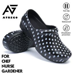 AtreGo, zapatos de enfermería con puntos para mujer, zapatos de trabajo de Chef de cocina para jardín, zapatos planos casuales impermeables antideslizantes, zapatos médicos de Hospital J2023