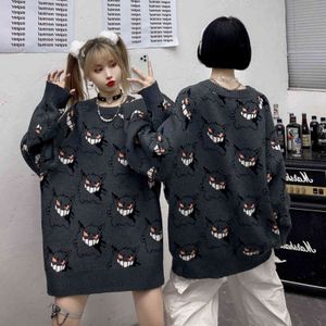 ATSUNNY Little monster Harajuku Sweater Anime Gothic Knit Sweaters Jumpers O Neck Cartoon Pullover Otoño Invierno Ropa 211109