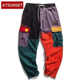 Atsunset Color cosechado pantalones de carga de bolsillo