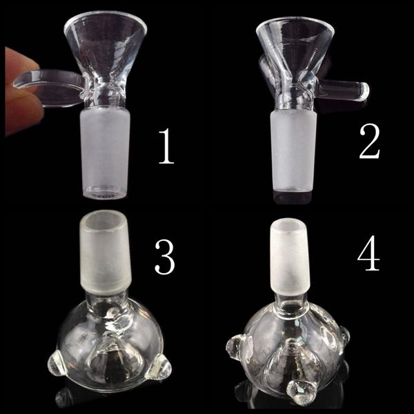 Bols de fixation de bangs en verre bol pour narguilés fumer pipe à eau 14,4 mm et 18,8 mm en option