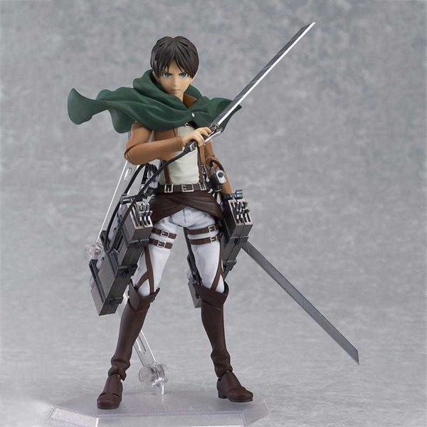 Figura de Anime Attack on Titan Eren Jaeger/Levi Ackerman/Mikasa Anime Manga estatua figura de acción en caja modelo juguetes Decoración