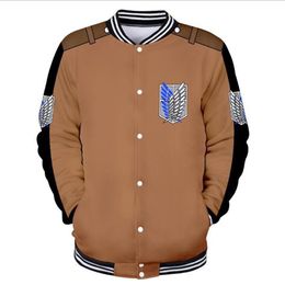 Veste de Baseball attaque sur Titan pour hommes, blouson bombardier Shingeki No Kyojin, Costume de Cosplay Anime, uniforme de Baseball de la légion de scout, manteau 287F