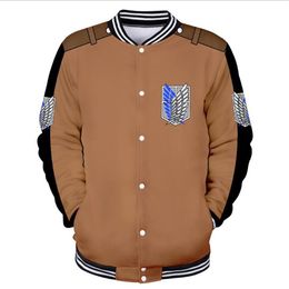 Aanval op Titan Baseball Jas Mannen Bomberjack Shingeki Geen Kyojin Anime Cosplay Kostuum Scouting Legioen Honkbal Uniform Coat226k