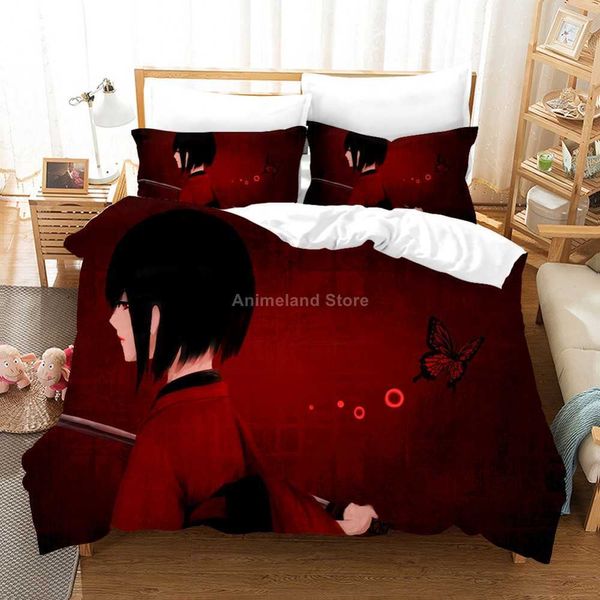 Juego de ropa de cama Attack On Titan rojo 2021 Anime nuevo regalo para niños juegos de fundas de edredón ropa de cama tamaño individual Queen King H0913