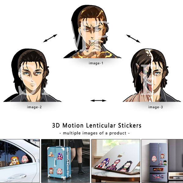 Pegatinas de coche Attack on Titan Eren, calcomanía impermeable de Anime, pegatina para equipaje, portátil creativo, pegatina para refrigerador, juguete, regalo de Navidad