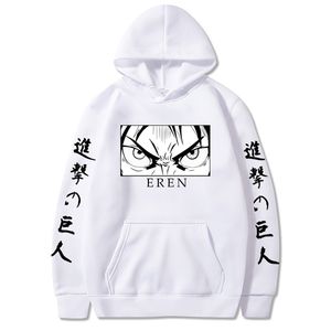 Ataque en Titan Sudadera con capucha Anime Eren Yeager Ojos Impreso Manga larga Sudadera con capucha Ropa Y0809