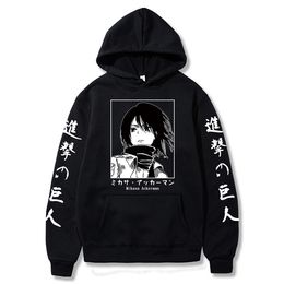 Aanval op Titan Hoodie Anime Mikasa Ackerman Printed Sweatshirt Casual Hoodie Kleding Harajuku Y0809