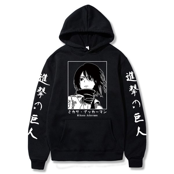 Attaque sur Titan Sweat à capuche Anime Mikasa Ackerman Sweat-shirt imprimé Casual Sweat à capuche Vêtements Harajuku Y0809
