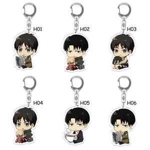 LLavero de Attack on Titan, accesorios de Anime, llavero acrílico de doble cara de dibujos animados, figuras Kawaii Eren Q, soporte para Llavero G1019