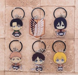 Attaque sur Titan Keychain Keychain double face acrylique Clai-Key Chain Pendante ACCESSOIRES ANIME CARIOLLE RING5615267