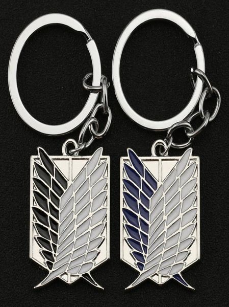 Ataque a Titan Keychain Wings of Liberty Dom Scouting Legion Eren Keyring Cadena de soporte de llave Ring New Anime Jewelry Whole7018009