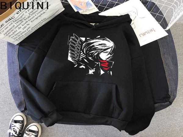 Attack On Titan Mikasa Ackerman Sudadera con capucha de anime Sudaderas de gran tamaño para mujer Tops de invierno Shingeki No Kyojin Ropa Hombres Unisex Wram X3224063