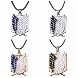 Attaque sur le collier Titan Wings of Freedom Eren Scout Legion Guard Guard Military Police Stage Squad Pendant Anime Bijoux G220310