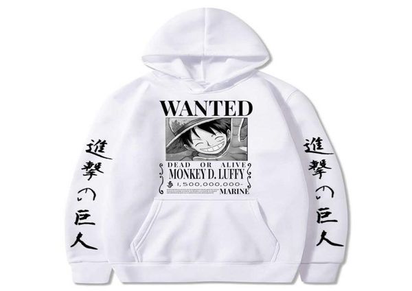 Ataque a titán One Piece Luffy Holdie Men Fashion Homme Homme Holdes Hoodies Japanese Impreso Masculino Ropa de gran tamaño Y15559613