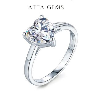 Attagems 20CT 80 mm Engagement en forme de coeur Ring pour femmes Solitaire 925 Sterling Silver Diamond Rings Fine Bijoux 240417