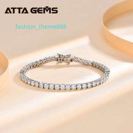 Attagems – Bracelet de Tennis en argent Sterling 3.0, couleur D, 925mm, chaîne en Moissanite de 3mm, pour cadeau de noël