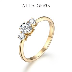 ATTAGEMS – bague ovale de couleur D, bijoux en or jaune massif 10K 14K, bague de luxe pour fiançailles, cadeau de mariage pour elle, 240119