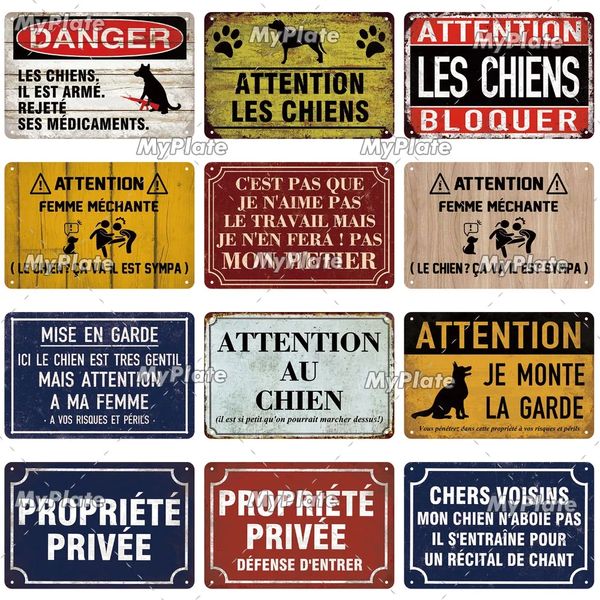 Attention Danger Mots Enseignes En Métal Vintage Plaque Avertissement Métal Peinture France Plaque Enseigne En Étain Décoration Murale Pour Bar Club Man Cave Art Affiche Personnalisée 30X20CM w01