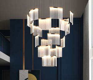 Zolder Grote Kroonluchter Lamp Simple Modern Hotel Lobby Verlichting Nordic Trap Villa Hollow Light Luxury Woonkamer