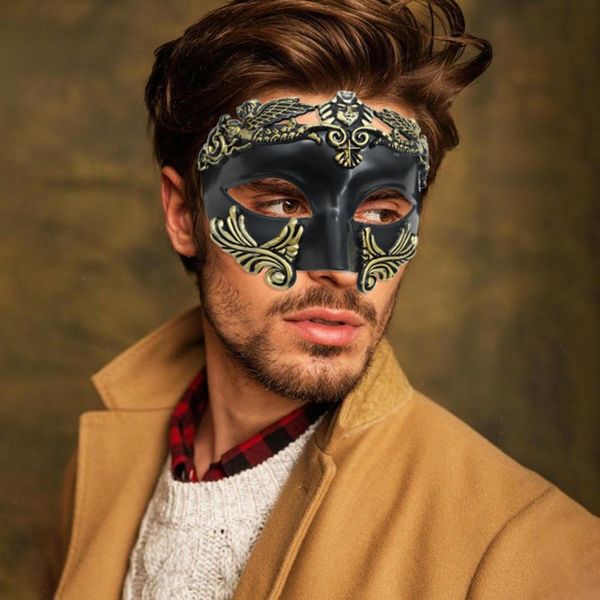 Attrayant couverture de visage Anti-fade venise antique grèce Costume fête hommes demi couverture de visage en plastique demi couverture de visage pour le carnaval