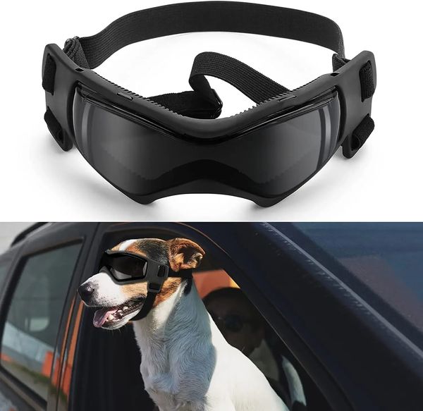 ATUBAN Lunettes pour Chiens Lunettes de Protection UV Lunettes de Protection Contre la Neige Protection Contre Le Vent Protection contre la poussière avec Sangle réglable 240108