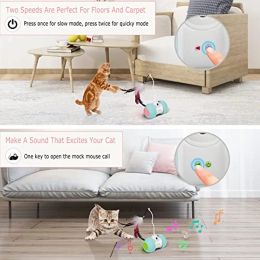 Atuban Interactive Cat Toys for Indoor Cats, jouet de chat en plumes électriques avec des friandises Sound de souris, jouet automatique de chat en plumes