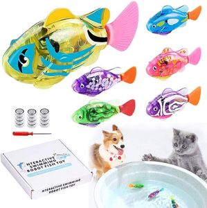 ATUBAN interactief robotvisspeelgoed voor kat/hond, geactiveerd zwemmen in water met LED-licht, zwembad kunststof visspeelgoed cadeau