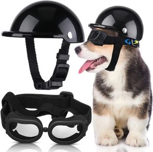 ATUBAN kleine hondenhelm bril UV-bescherming hondje zonnebril hond bril motorfiets harde veiligheidshoed met verstelbaar 240305