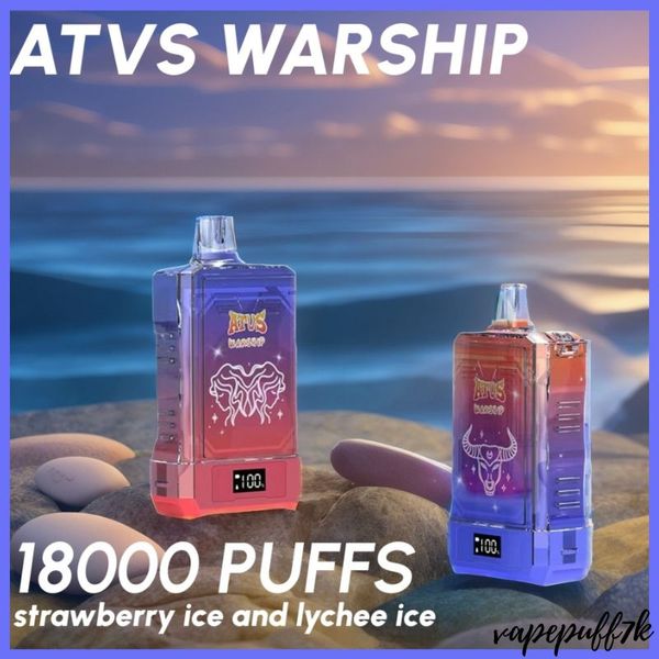 ATVS 18000 Puff 18K Vape Disposable Vape Smart écran Affichage Batterie Stick Carburor Vape 12 Couleur authentique Emballage d'origine 18K Pouffle