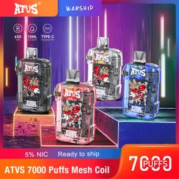 ATV Vapes cinq étoiles 7000 Puffle jetable Vape saveur de bleuette bouffable Recangable Vape 10ml Juic Puffs 7k Vaper