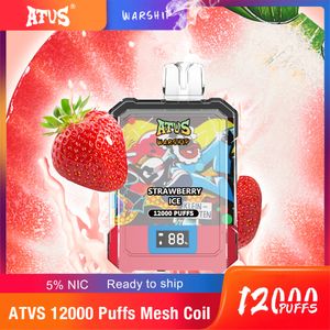 ATVS Warship 12000 vape jetable 650mah batterie rechargeable contrôle du flux d'air vape préremplie 12000 15000 12k bouffée 12000 12k 15000 18000