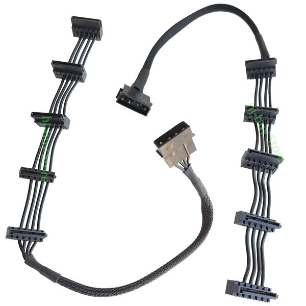 ATX 4Pin 4P IDE Molex a 5 SATA Serial ATA Cable de alimentación Cable para 3.5 2.5 HDD SSD Cage Case CD-ROM 15.7in 40cm Up Dwon